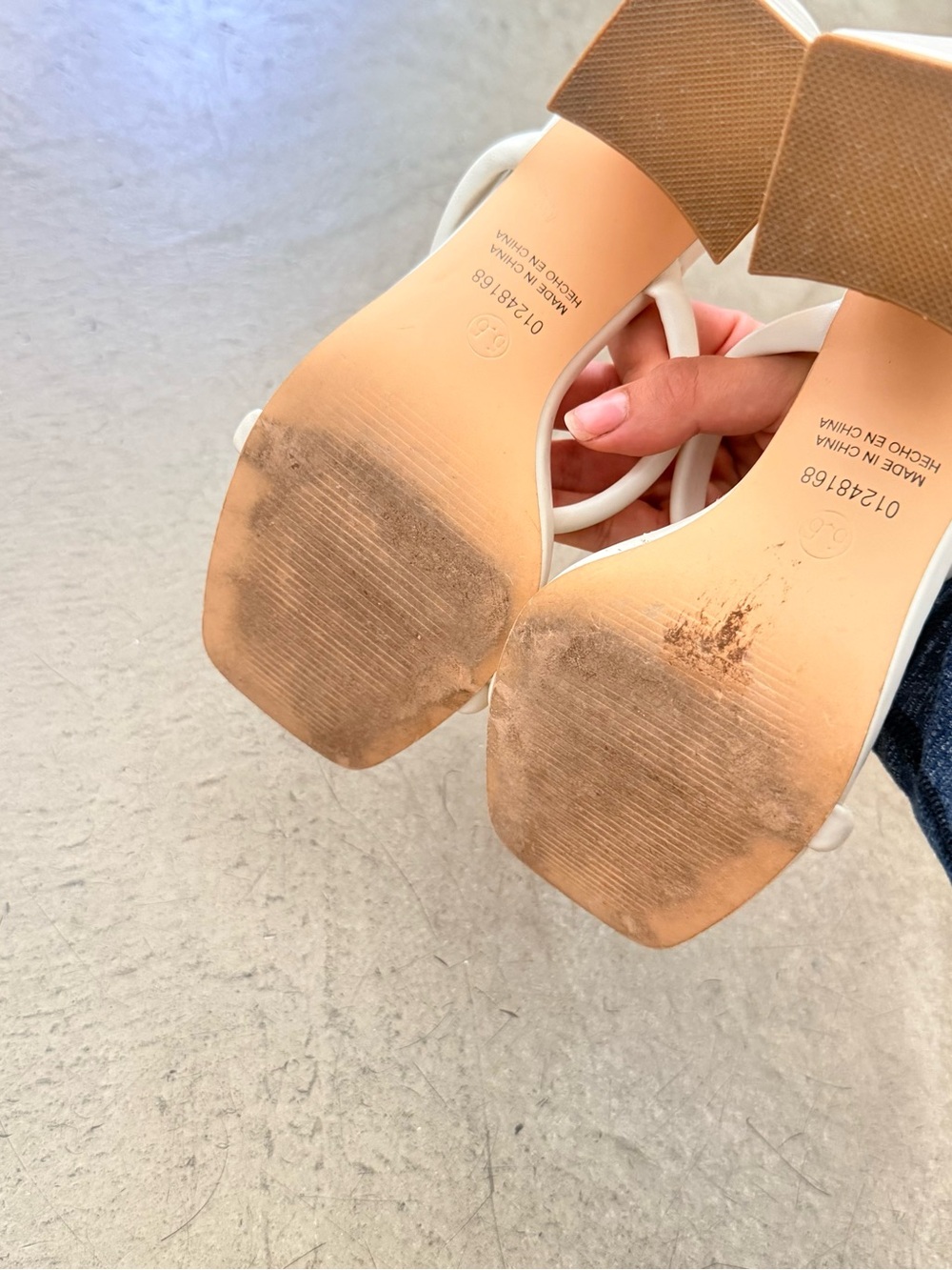 Forever 21 White Double-Strap Square Toe Block Heel Sandals - Picture 5 of 5